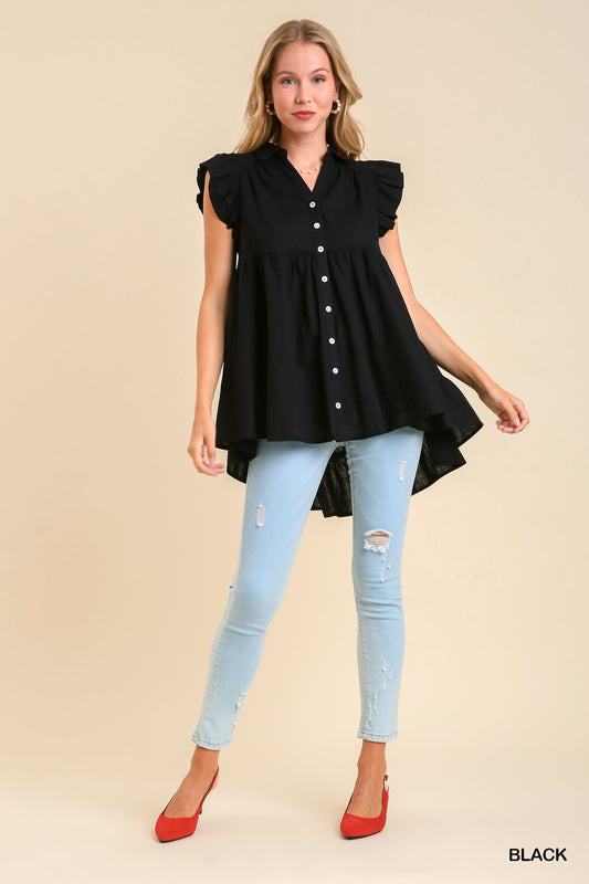 Collared Button Down Linen Tunic