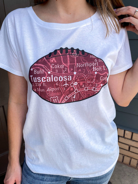 WHITE ALABAMA TEE WITH HOMETOWN MAP