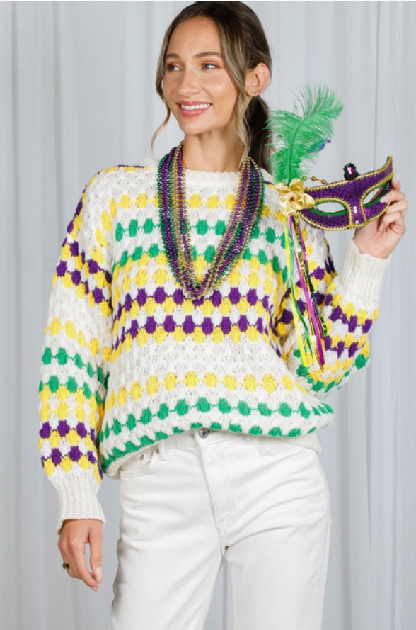 Crochet Mardi Gras Sweater