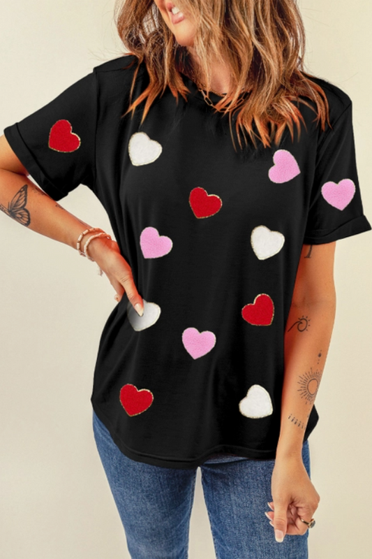 Valentine Chenille Heart Graphic T Shirt