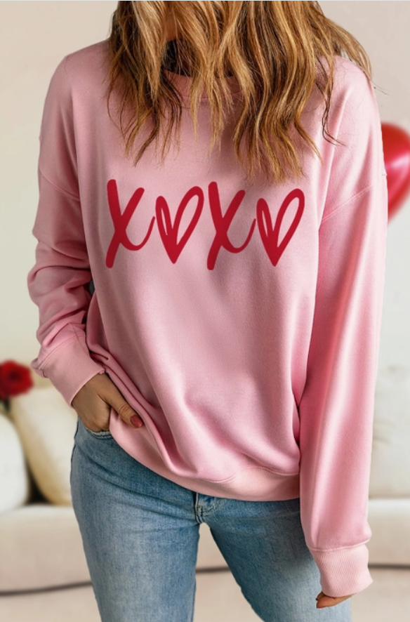 Heart XOXO Valentine Graphic Sweatshirt