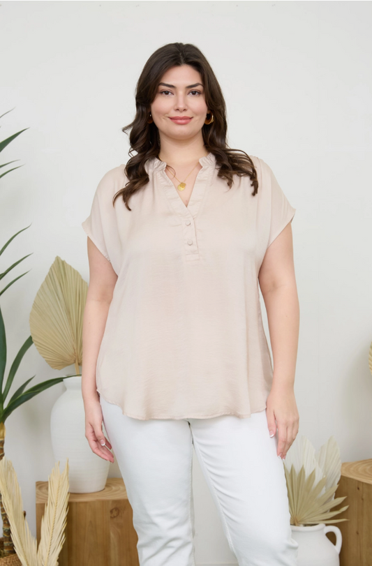 Light Khaki Button Blouse