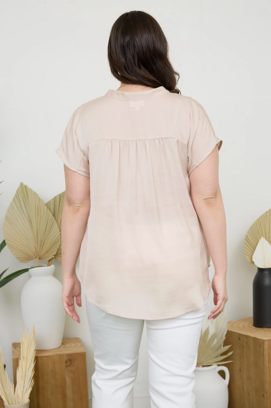 Light Khaki Button Blouse