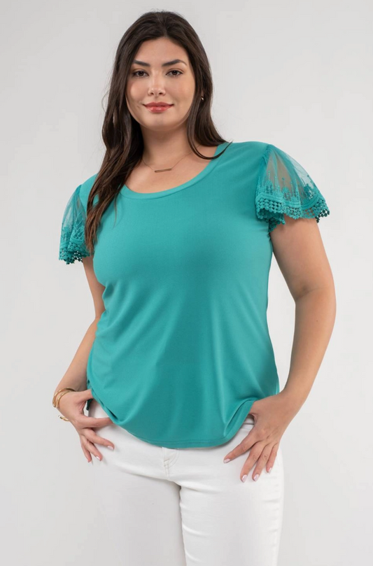 Lace Sleeve Knit Top
