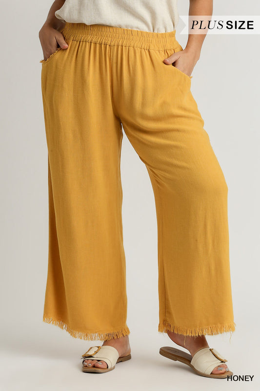 Linen Raw Edge Pants HONEY