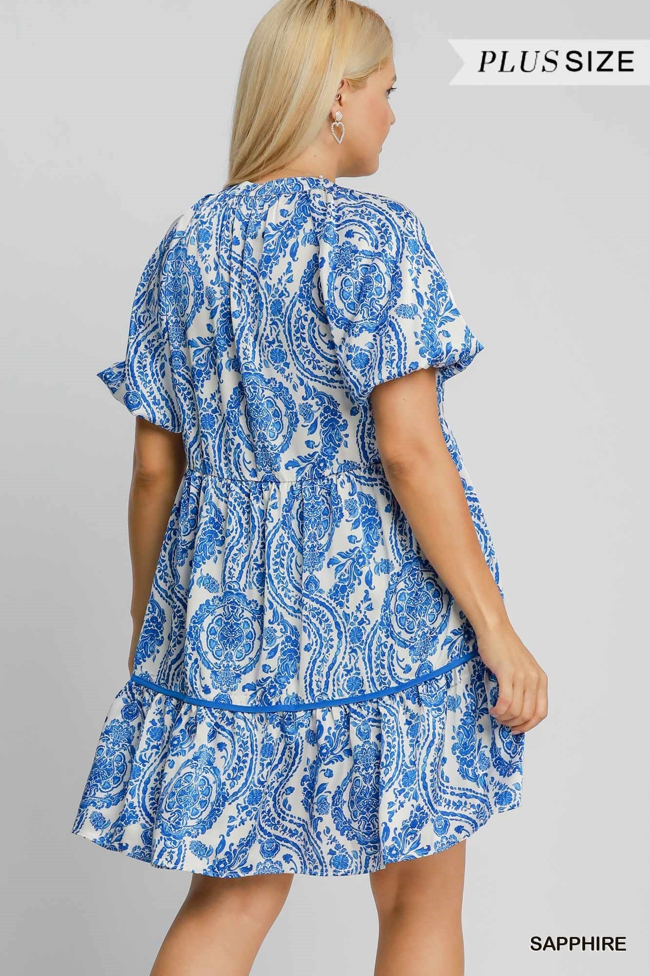 Paisley Balloon Sleeve Dress