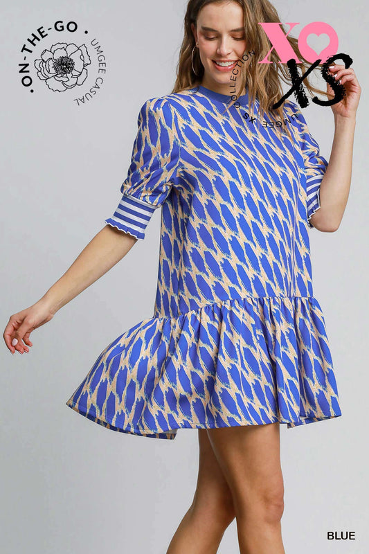 Mixed Print Short Sleeve Dress