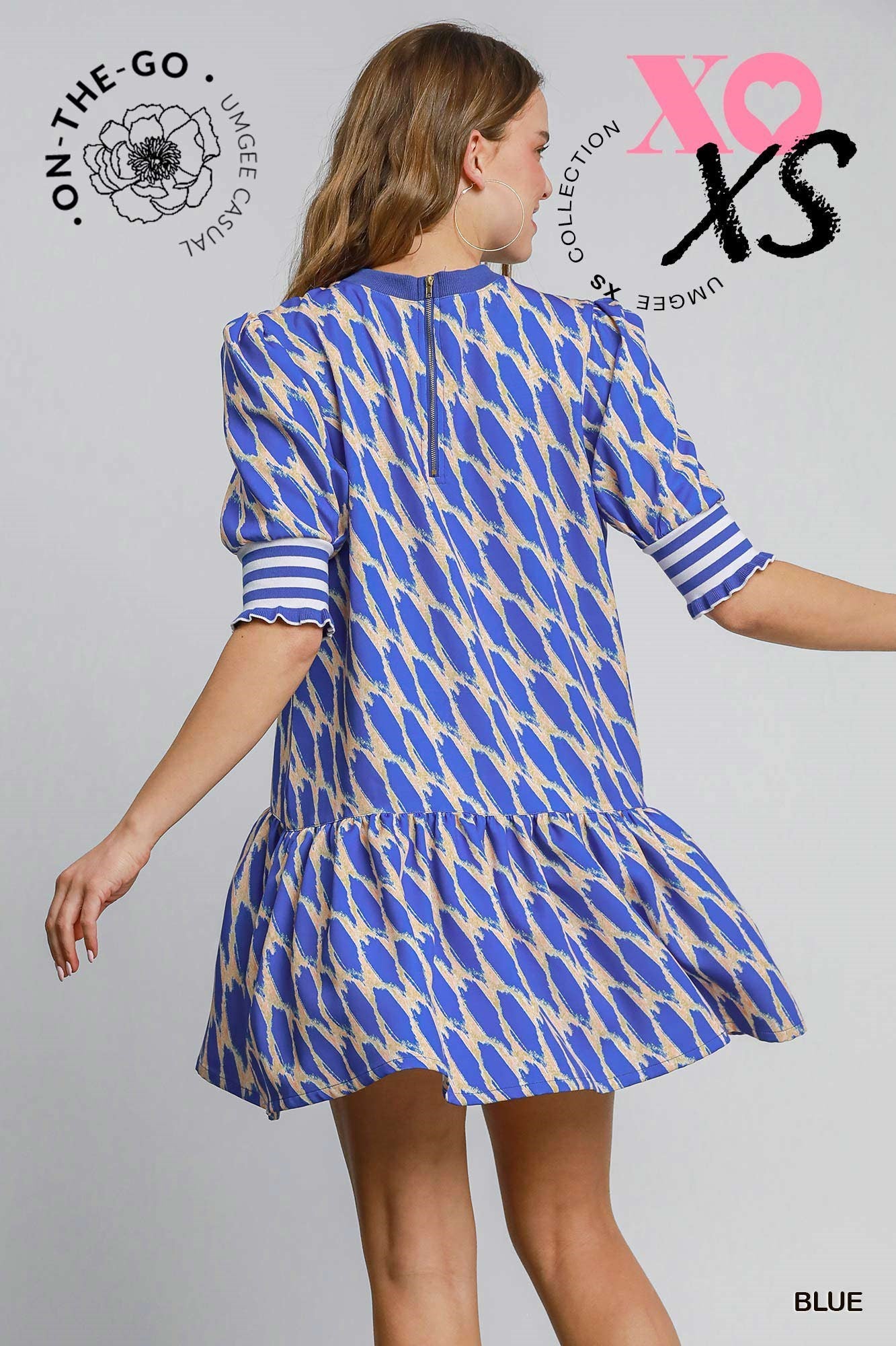 Mixed Print Short Sleeve Dress