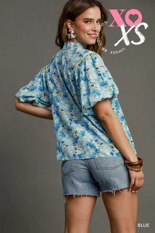 Floral Contrast Tie Top
