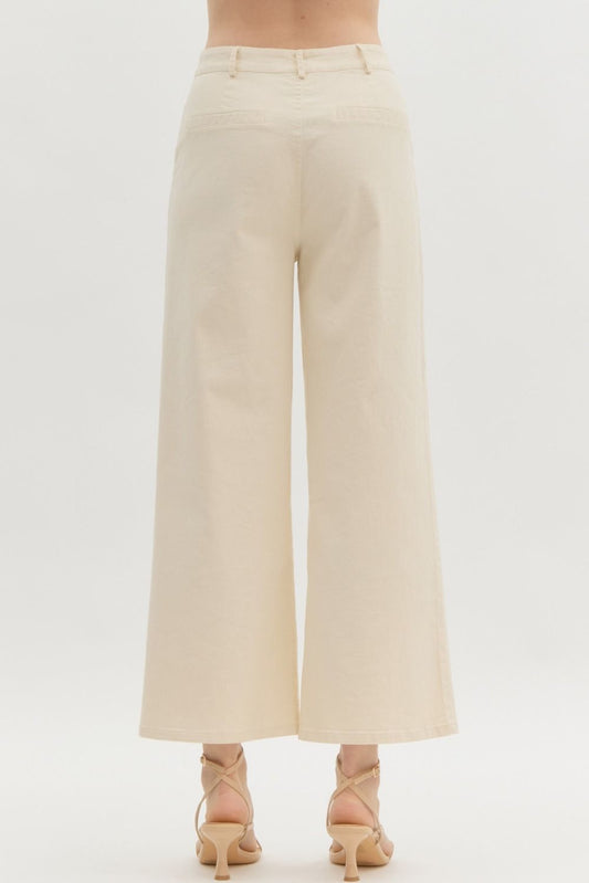 *BEST SELLER* Wide Leg Front Pocket Pants (Ecru or Light olive)