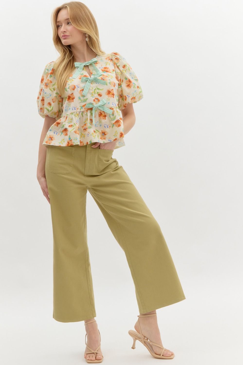 *BEST SELLER* Wide Leg Front Pocket Pants (Ecru or Light olive)