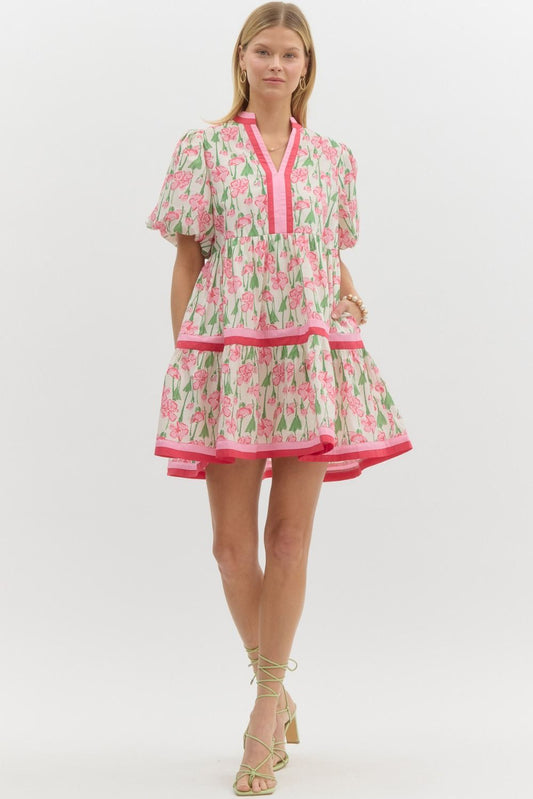 Tiered Floral Mini Dress