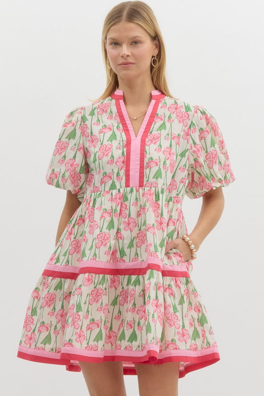 Tiered Floral Mini Dress