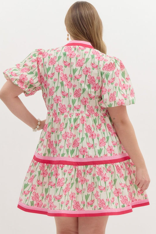 Tiered Floral Mini Dress Curvy