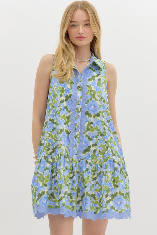 Floral Scalloped Detailed Dress