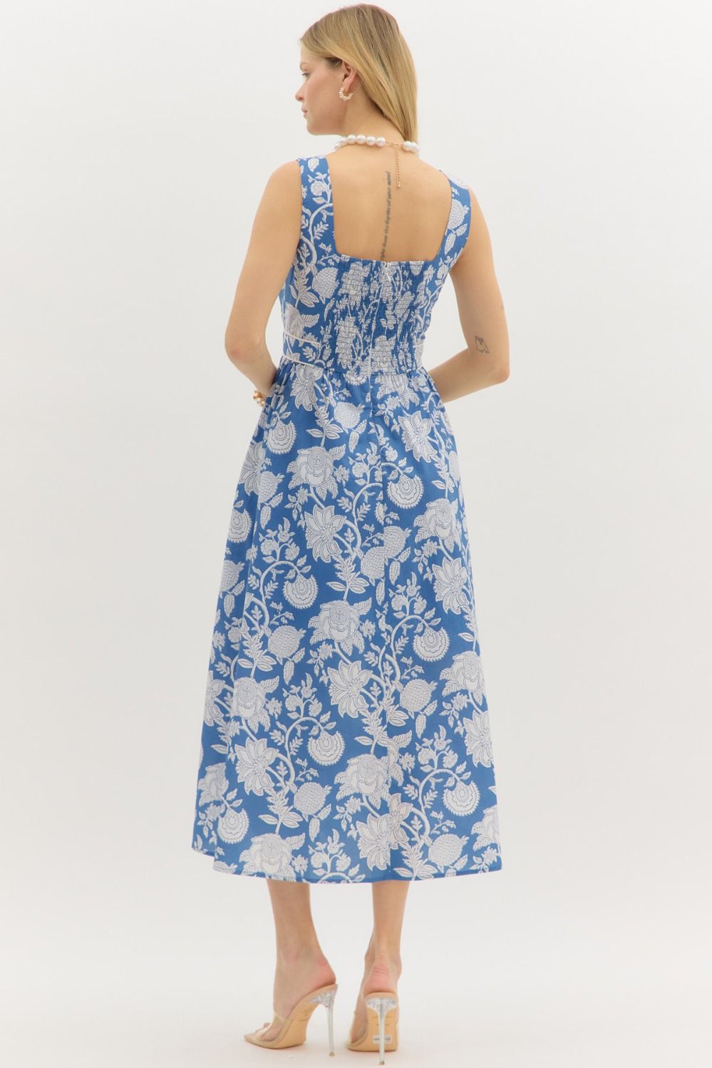 Paisley Square Neck Midi Dress
