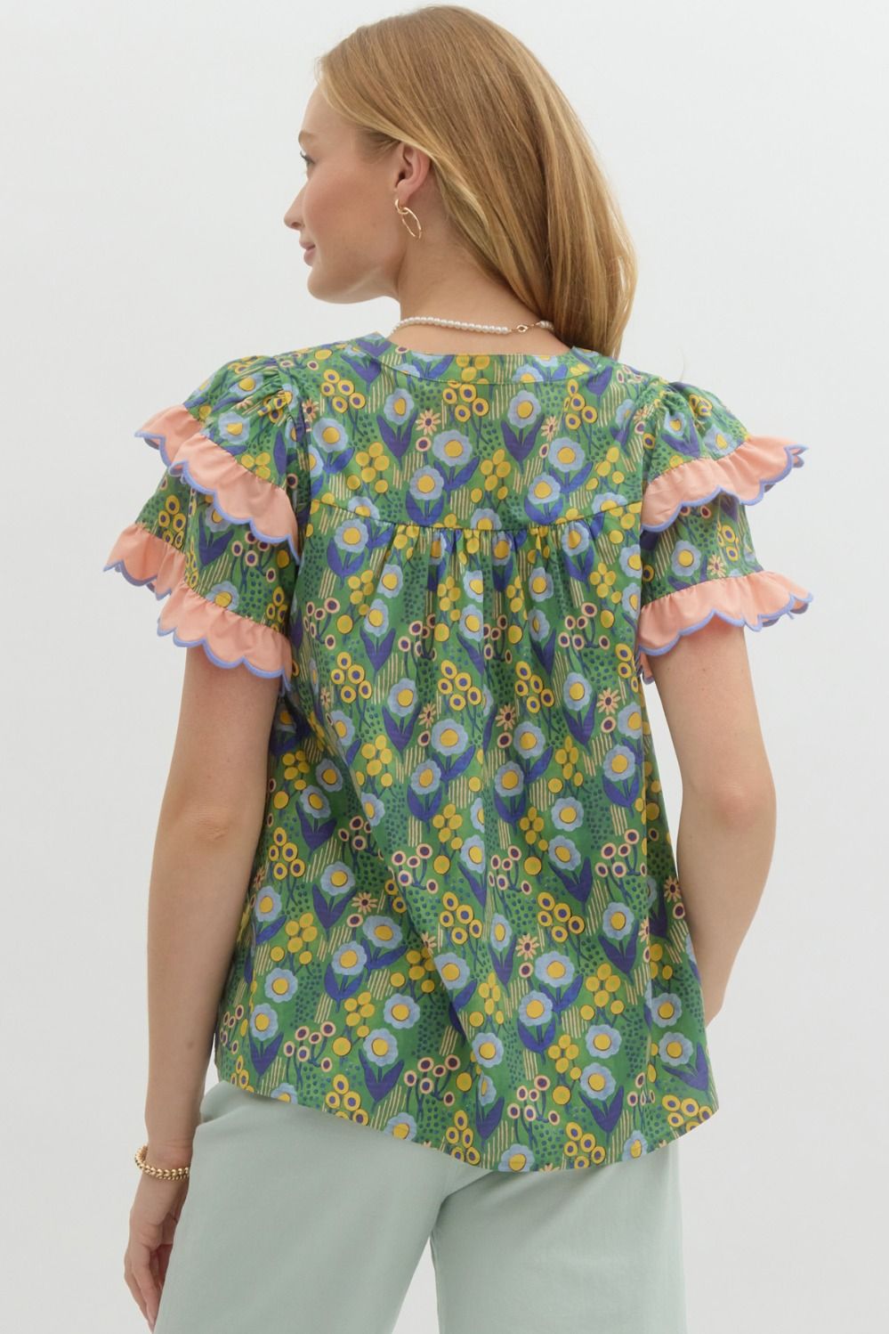 Funky Floral Ruffle Top