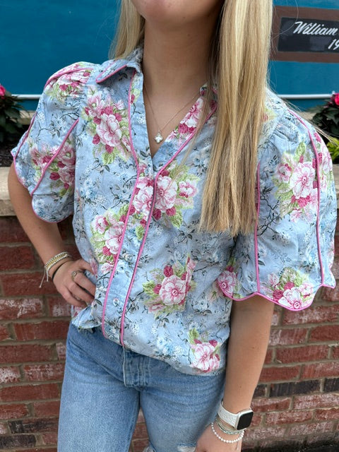 Blue Floral Top
