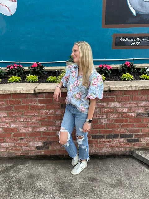 Blue Floral Top